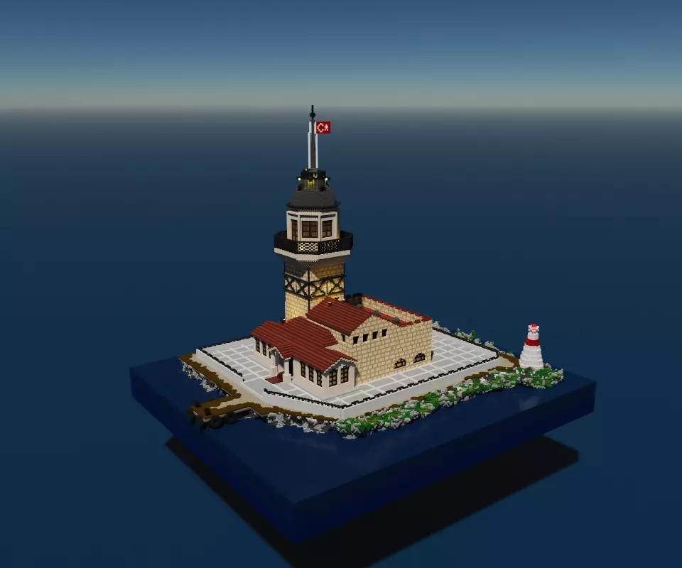 Voxel Maiden Tower Low-poly 3D model_0