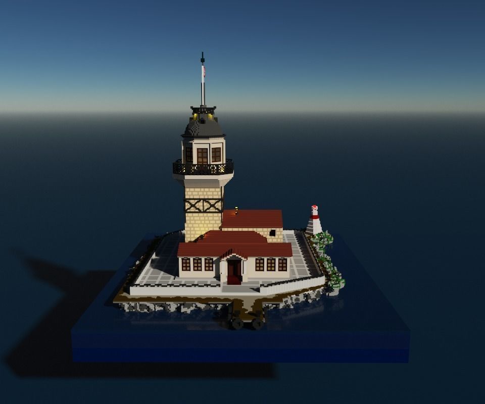 Voxel Maiden Tower Low-poly 3D model_1