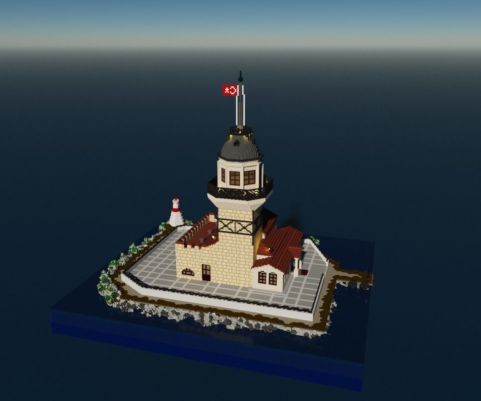 Voxel Maiden Tower Low-poly 3D model_2