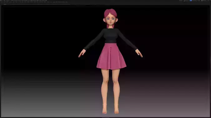 ZBrush Stylized Character Girl Base Mesh - Amy Girl Style 7