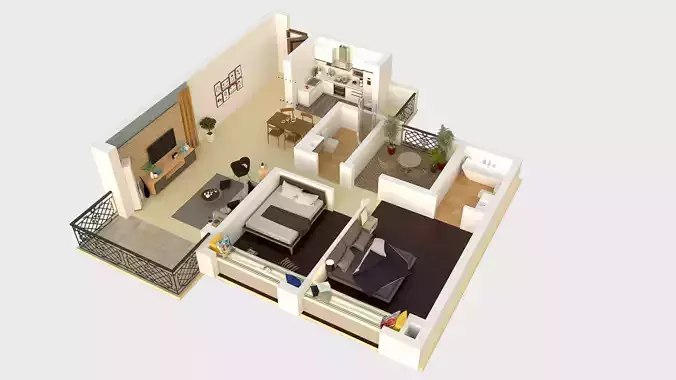 High details floorplan 3D model