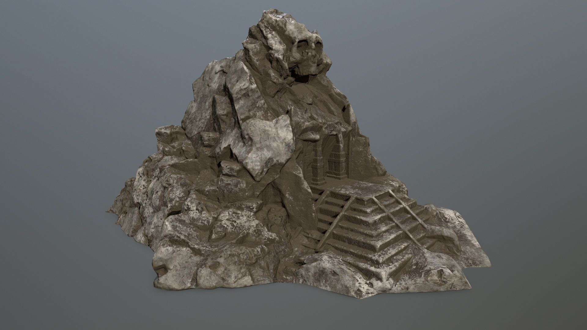 skull cave Low-poly 3D model_1