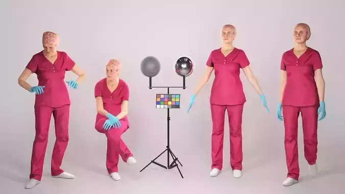 Animated surgical doctor female walking working sitting 137