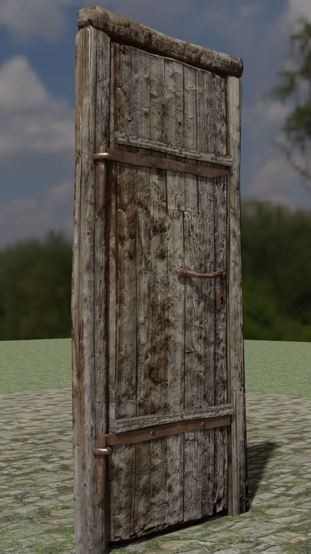  Simple Old Wooden planks Door -Low Poly  Low-poly 3D model_3
