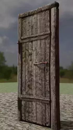  Simple Old Wooden planks Door -Low Poly  Low-poly 3D model