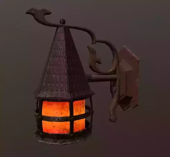 Low-poly street wall lamp