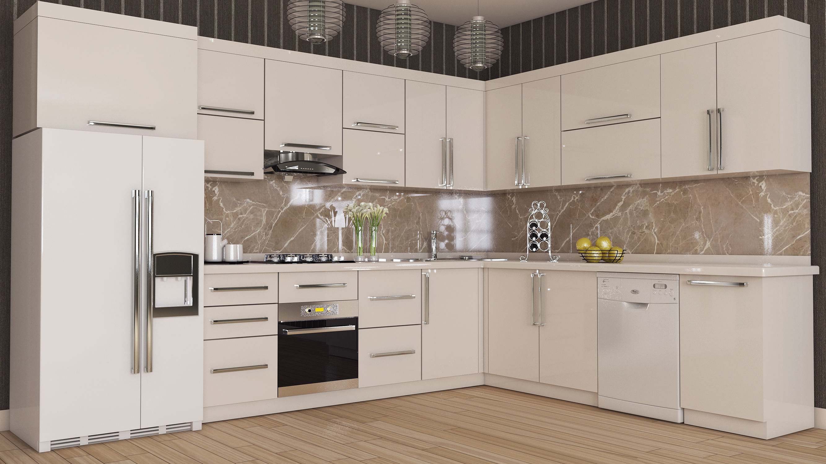 3D asset White Kitchen Furniture Design CGTrader