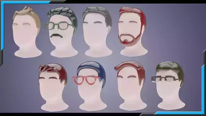 Base Stylized Haircuts 17-24 Low-poly 3D model