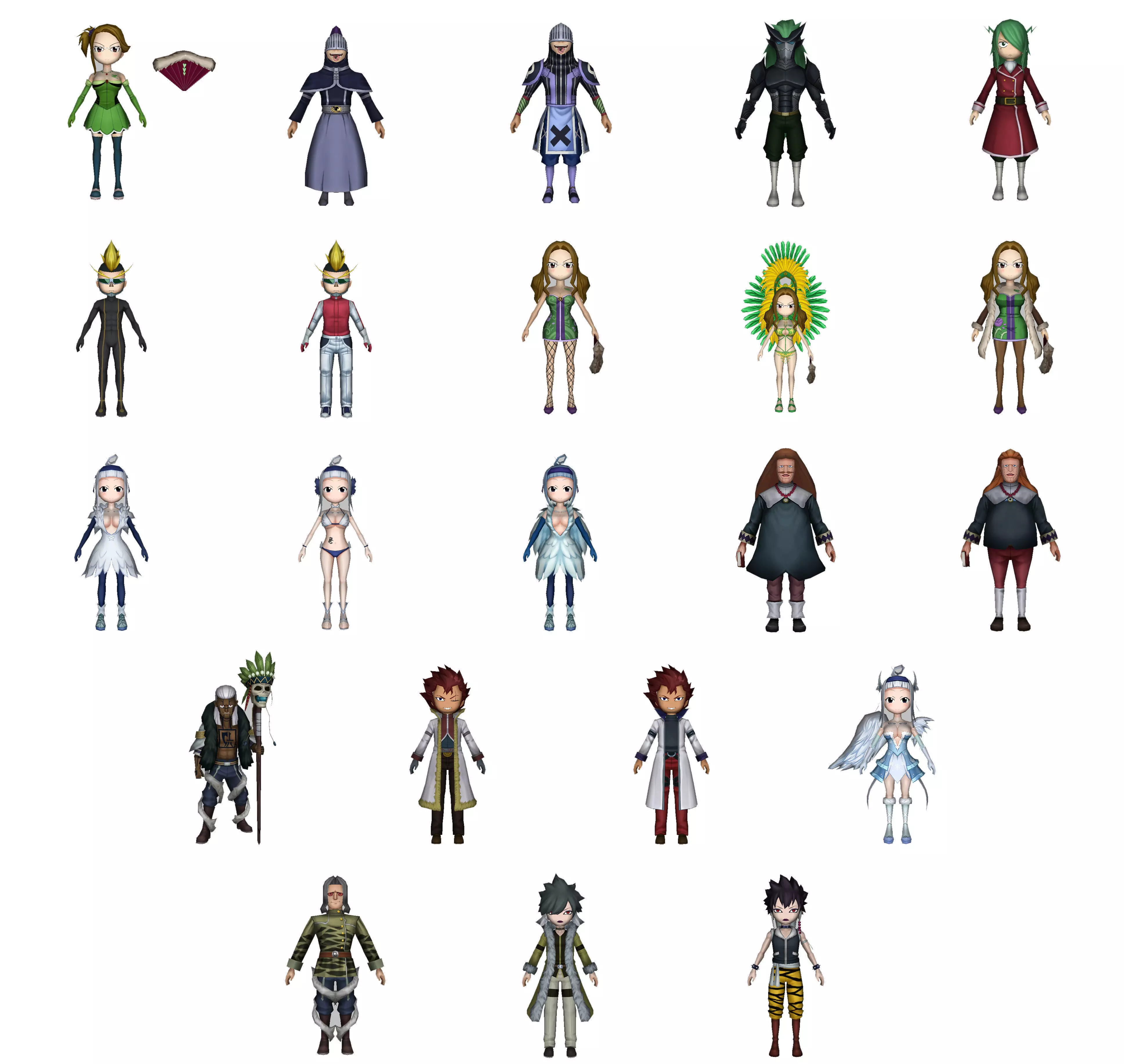 Collection Game ready pack 3 group of different characters Low-poly 3D model_0