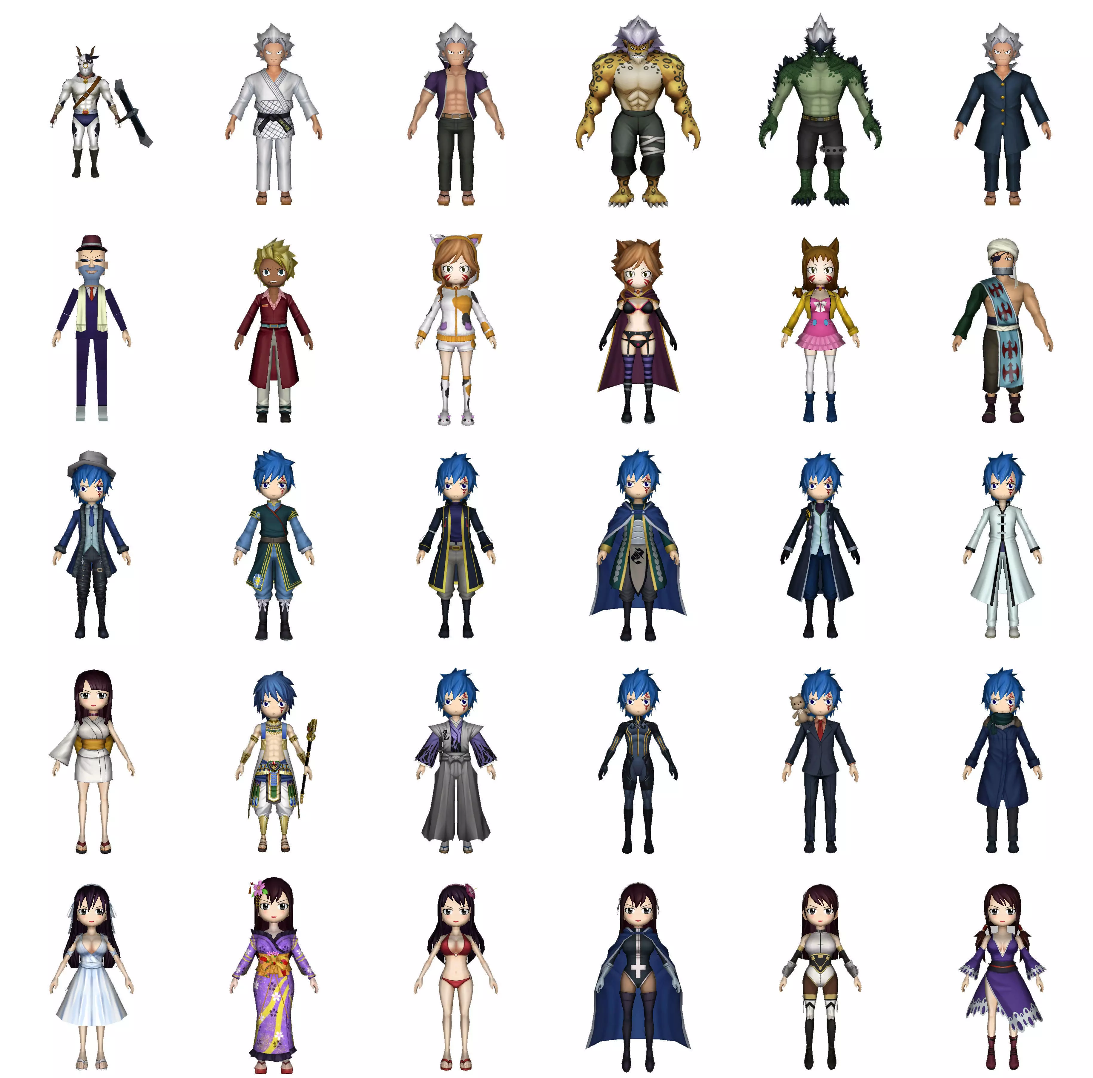 Collection Game ready pack 5 final fantasy xiv character set Low-poly 3D model