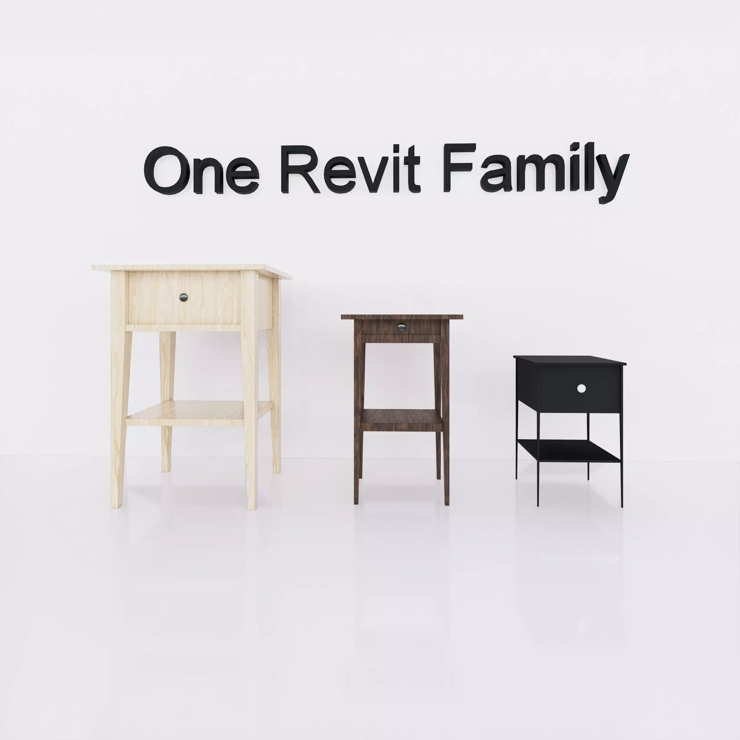 3D Bed Table 1 Hemnes- Full parametric Revit Family Free low-poly 3D model