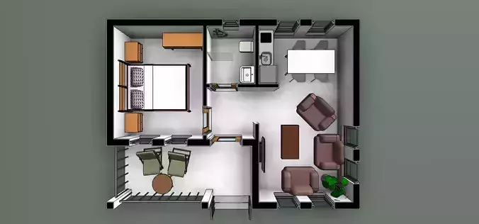 House Plans 8X6 3D model