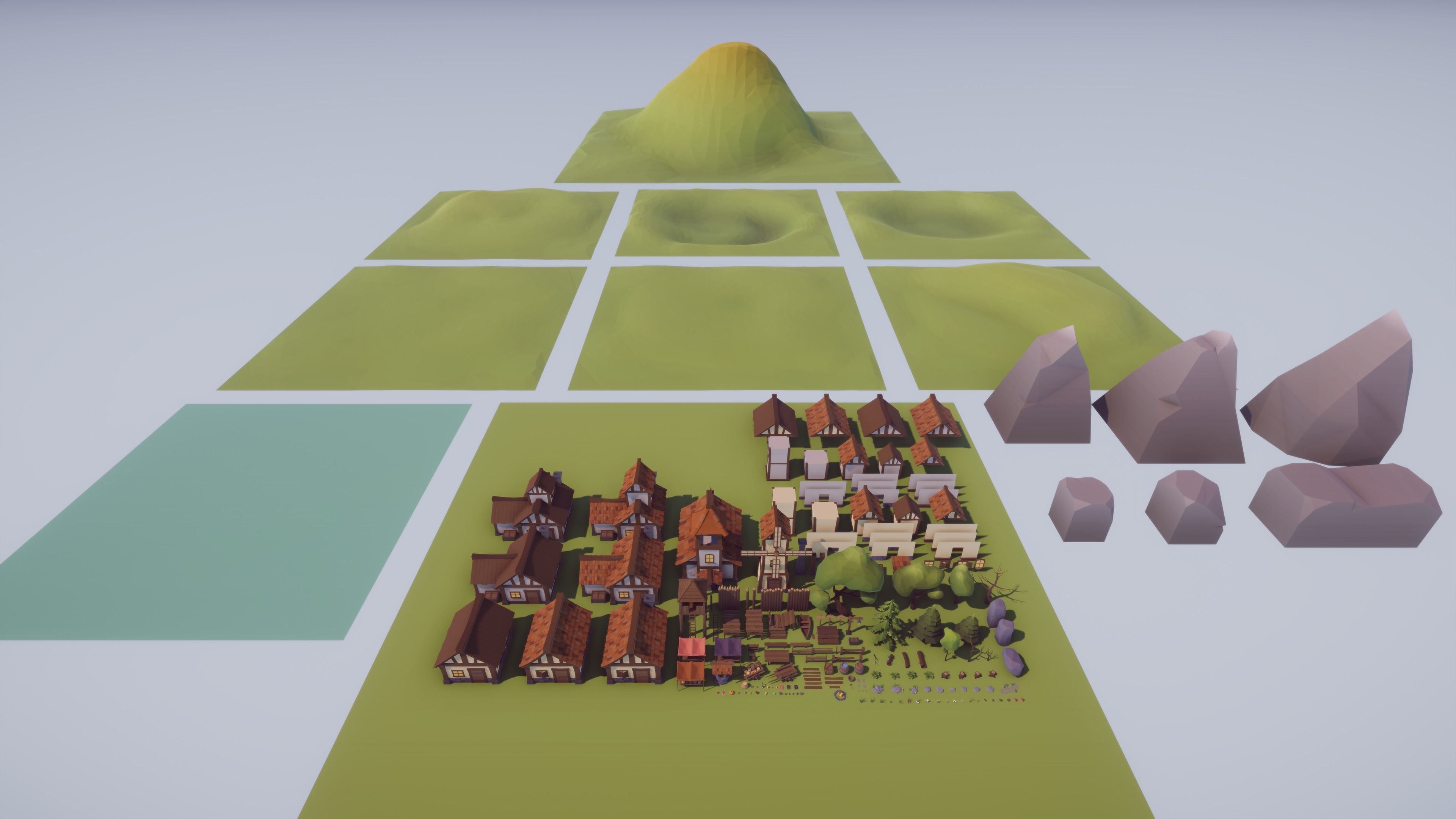 Low Poly Medieval Village  Low-poly 3D model_12