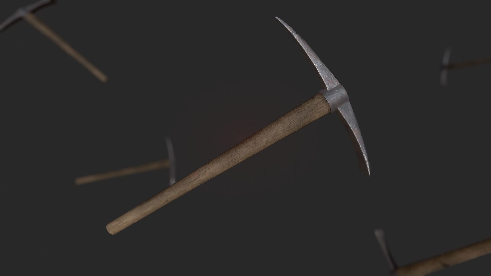 Pickaxe - Game ready hammers flying in air Low-poly 3D model_1