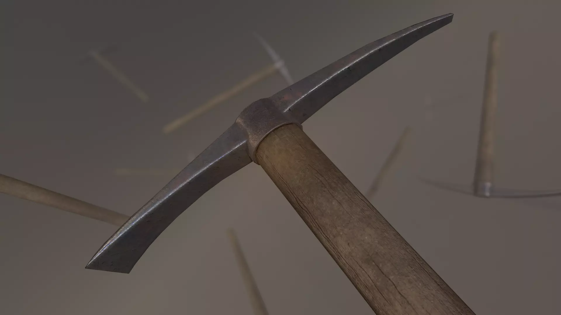 Pickaxe - Game ready hammers flying in air Low-poly 3D model_0