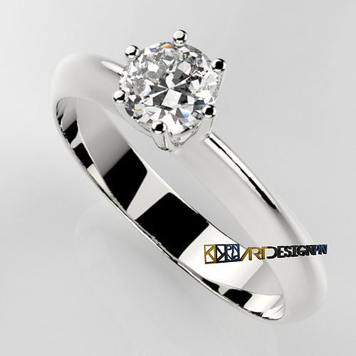 montatura anello solitario - diamond solitaire ring 3D print model