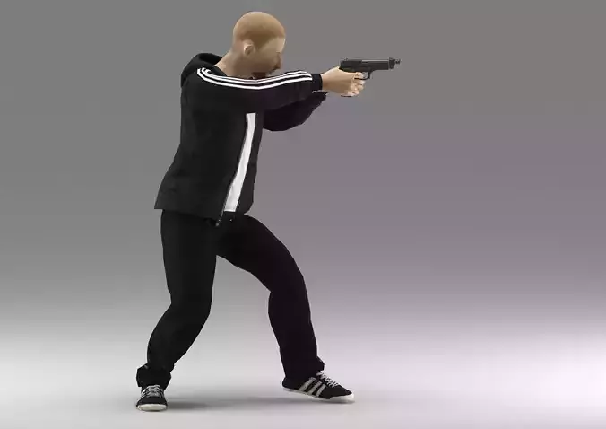 sportman with gun ready to shoot