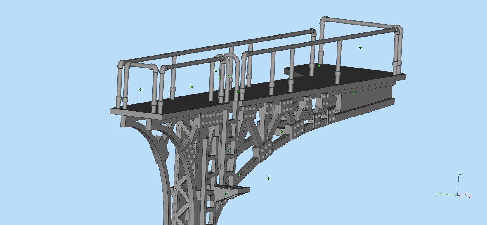 Double Track Cantilever signal bridge for scale model trains 3D print model_5