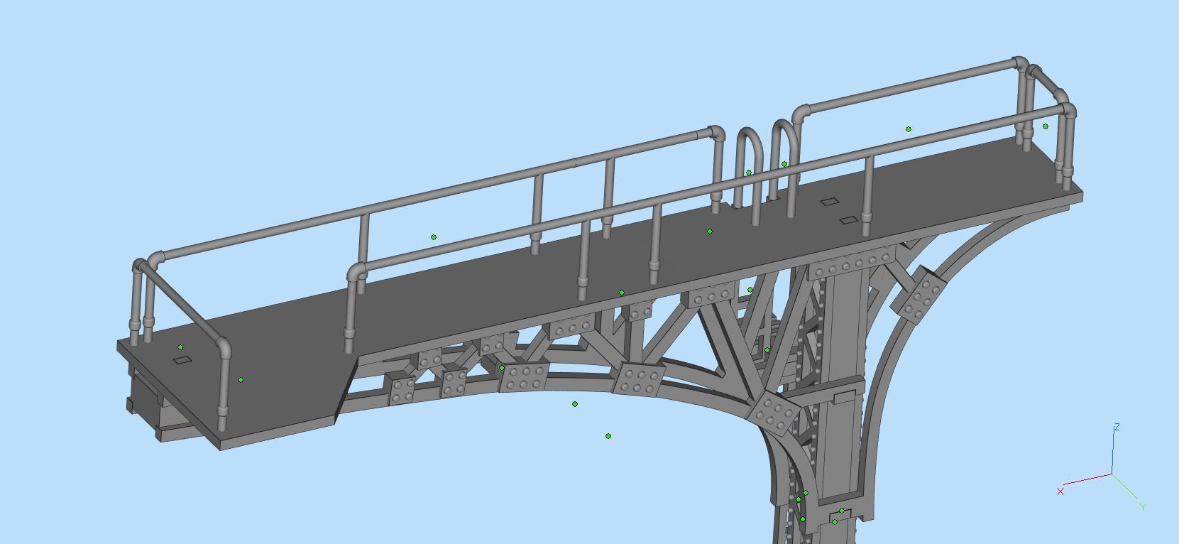 Double Track Cantilever signal bridge for scale model trains 3D print model_9
