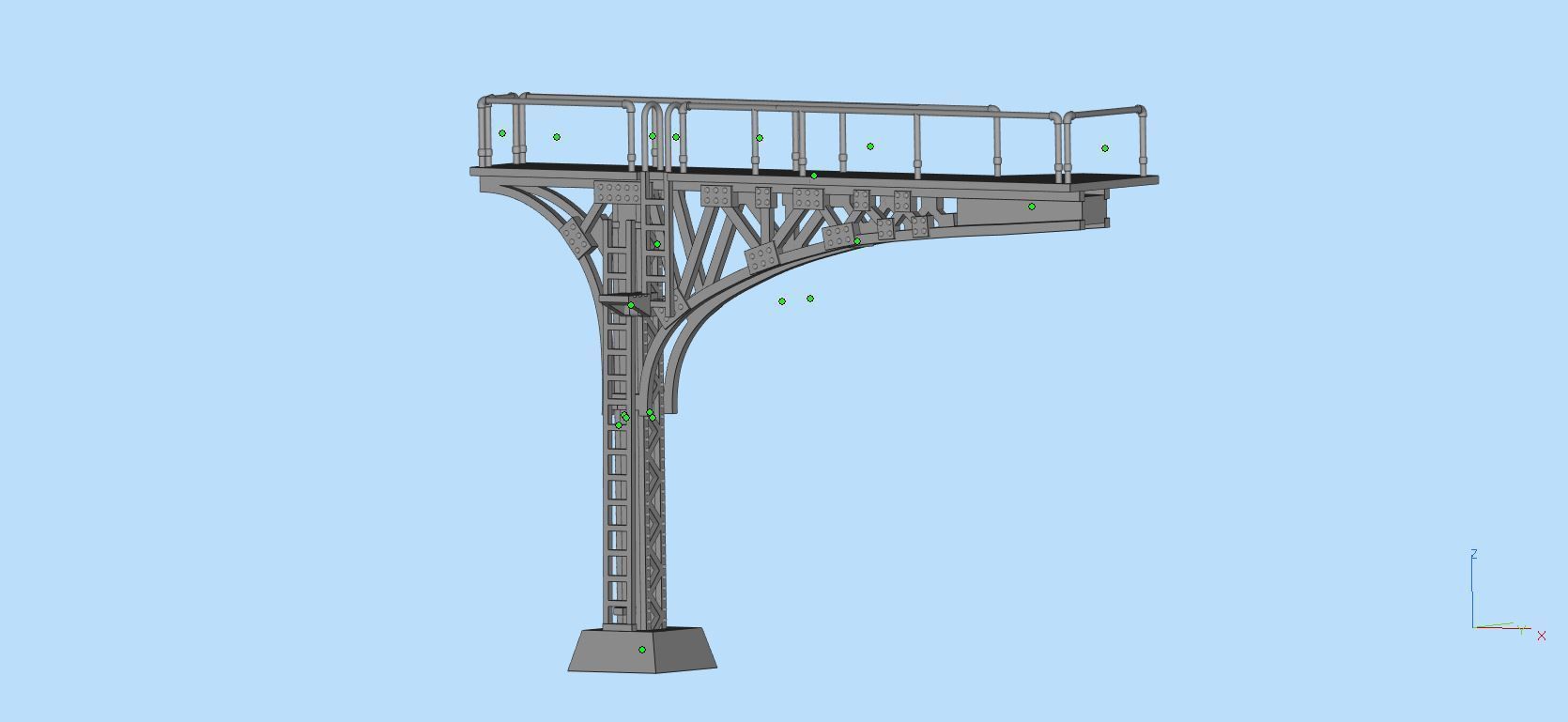 Double Track Cantilever signal bridge for scale model trains 3D print model_6