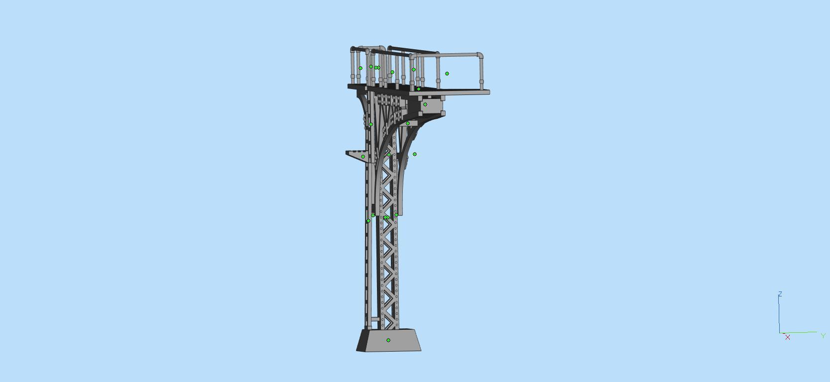 Double Track Cantilever signal bridge for scale model trains 3D print model_16