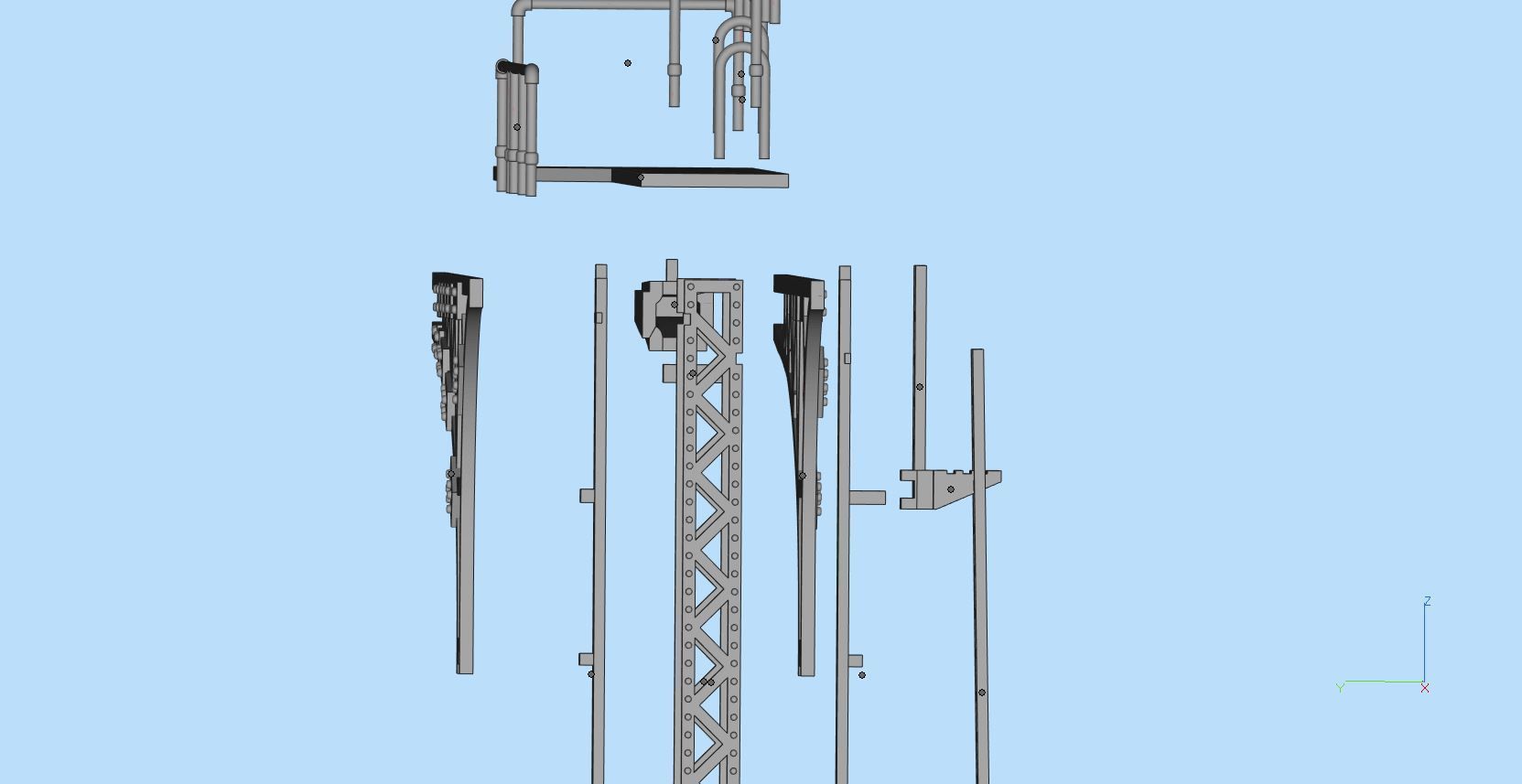 Double Track Cantilever signal bridge for scale model trains 3D print model_11
