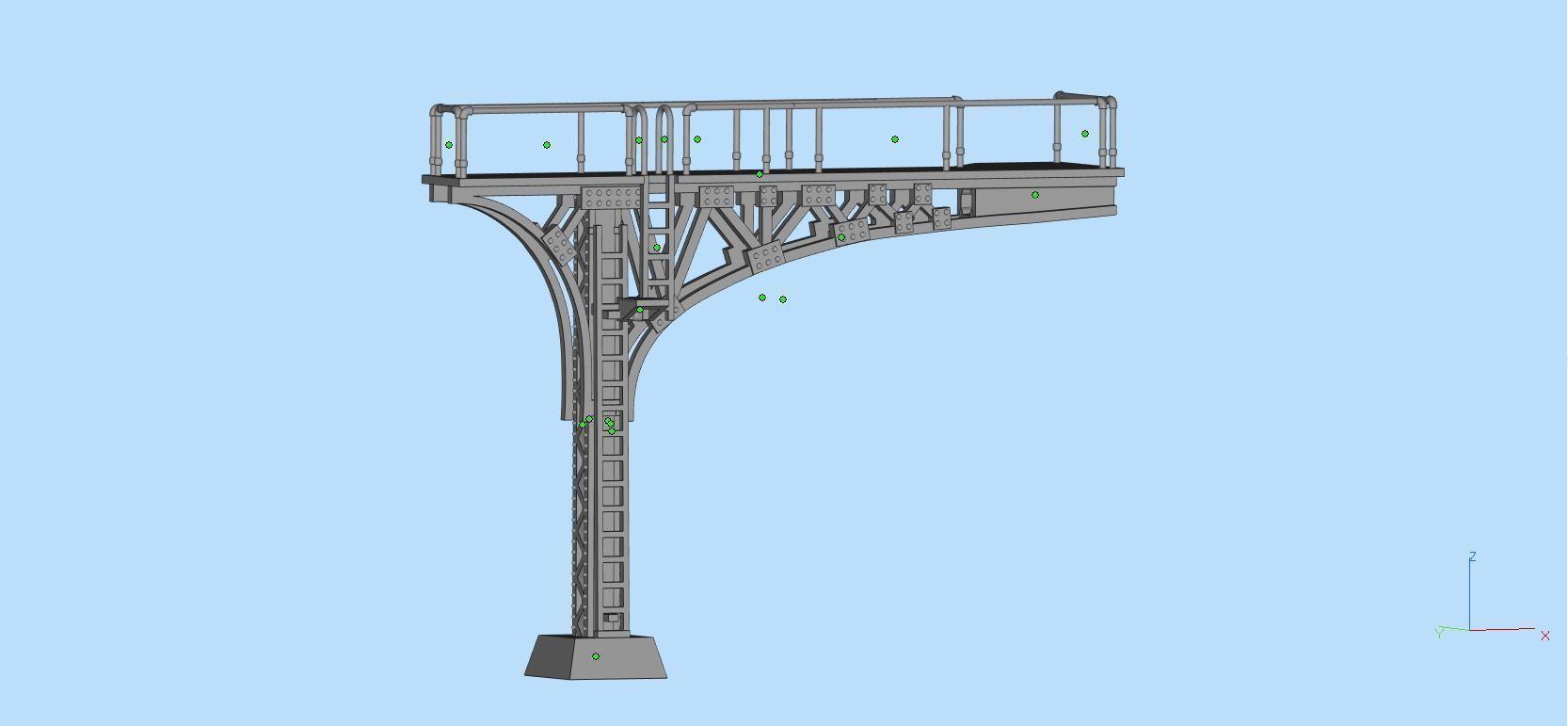 Double Track Cantilever signal bridge for scale model trains 3D print model_4
