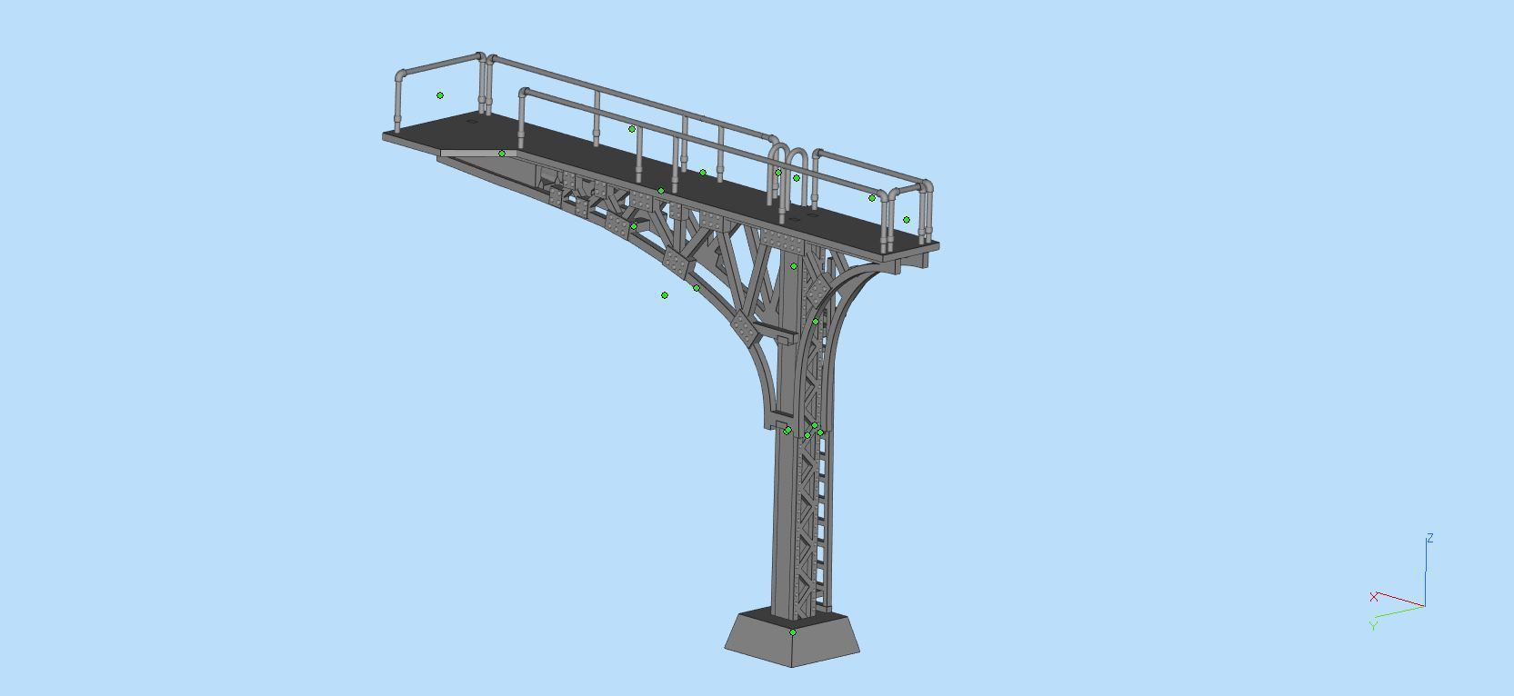 Double Track Cantilever signal bridge for scale model trains 3D print model_8