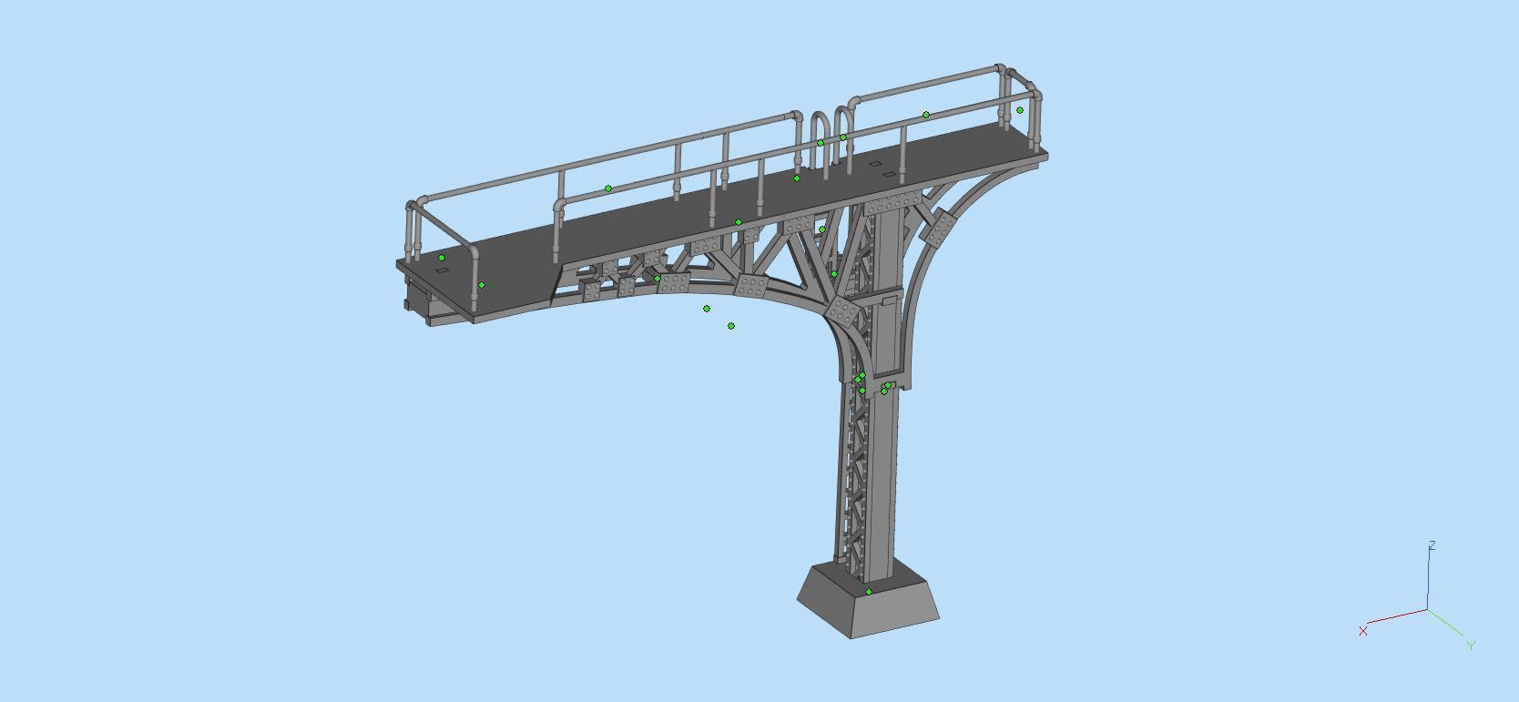 Double Track Cantilever signal bridge for scale model trains 3D print model_7