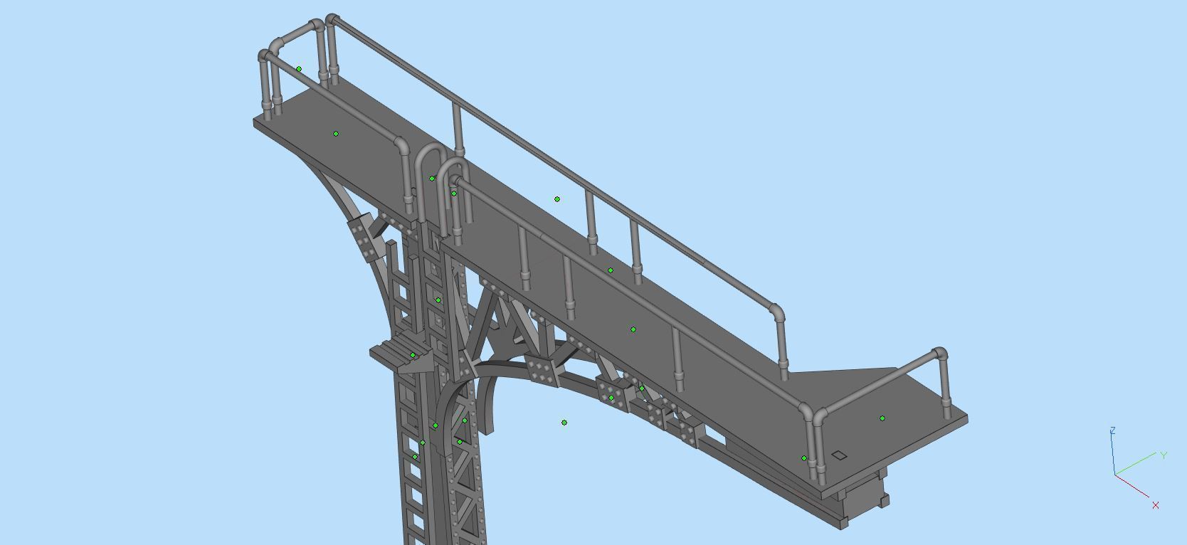 Double Track Cantilever signal bridge for scale model trains 3D print model_10