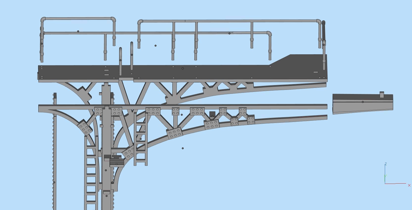 Double Track Cantilever signal bridge for scale model trains 3D print model_12