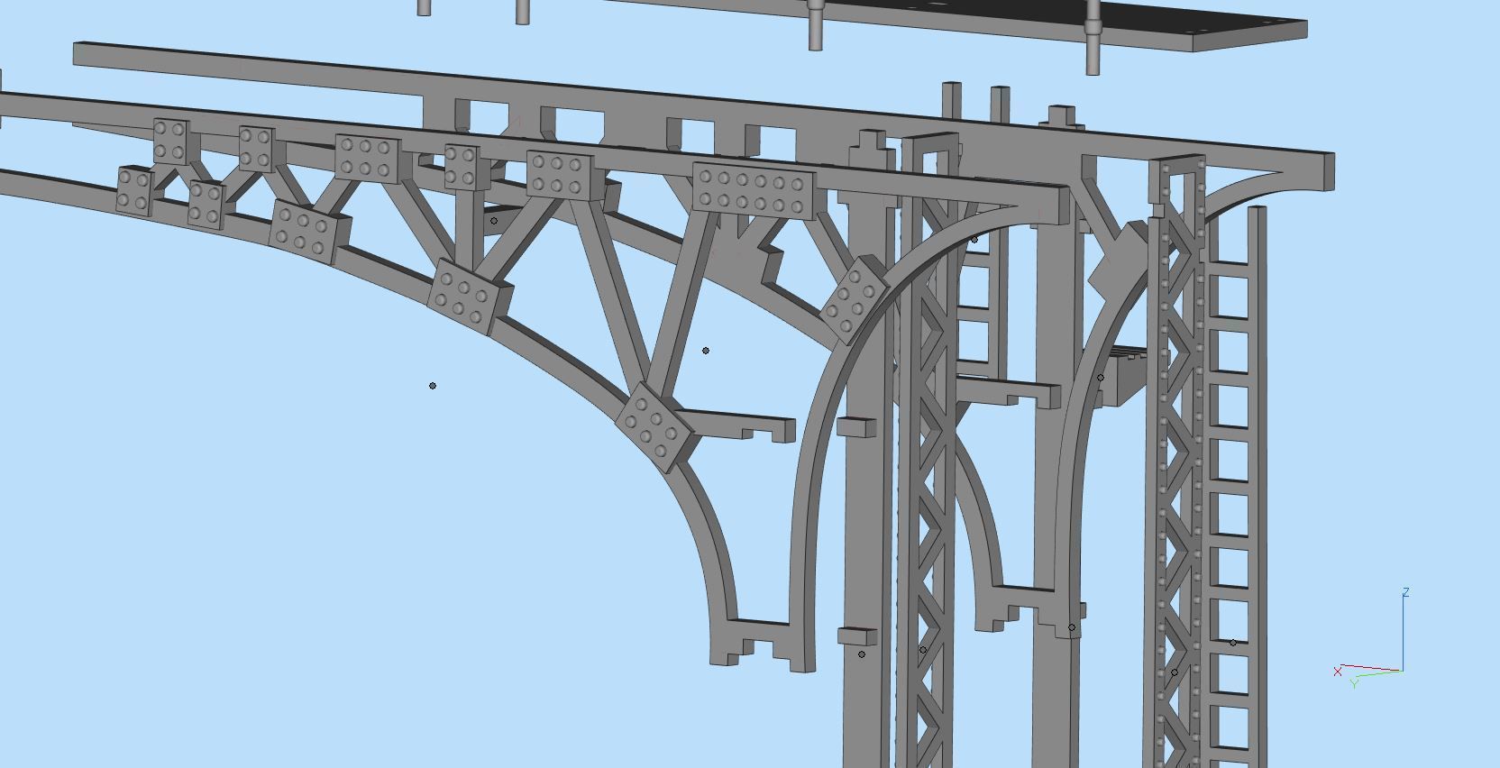 Double Track Cantilever signal bridge for scale model trains 3D print model_13