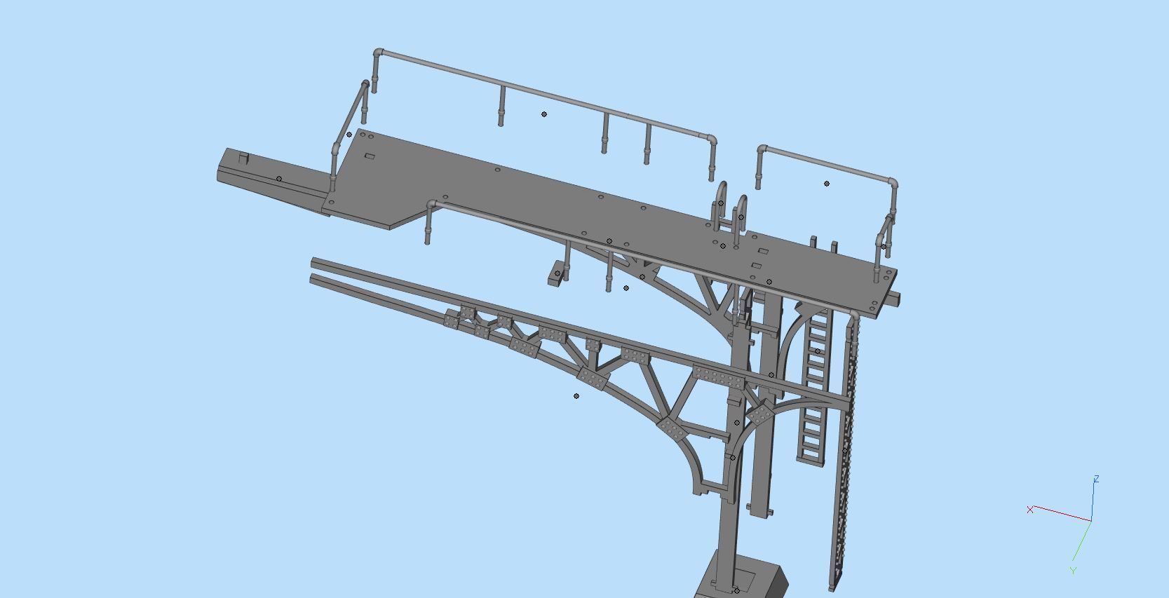 Double Track Cantilever signal bridge for scale model trains 3D print model_14