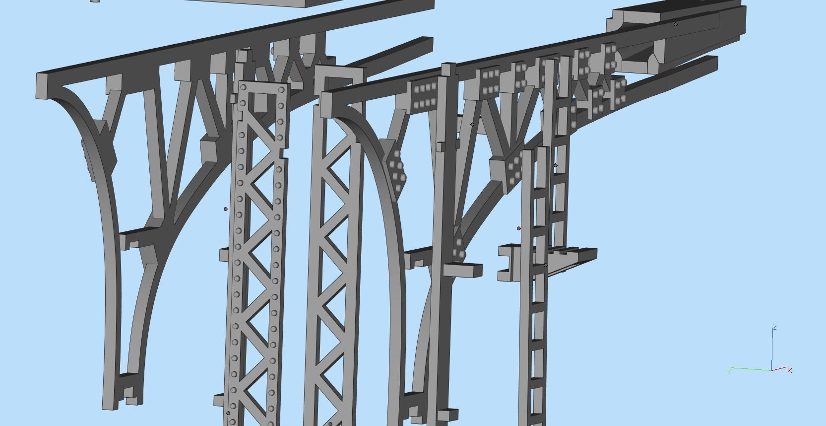 Double Track Cantilever signal bridge for scale model trains 3D print model_15