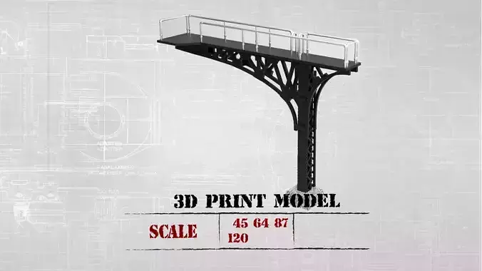 Double Track Cantilever signal bridge for scale model trains 3D print model