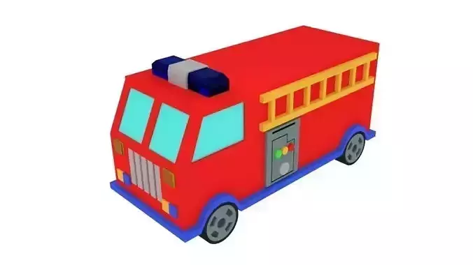 Cartoon Firetruck Toy Low-poly 3D model