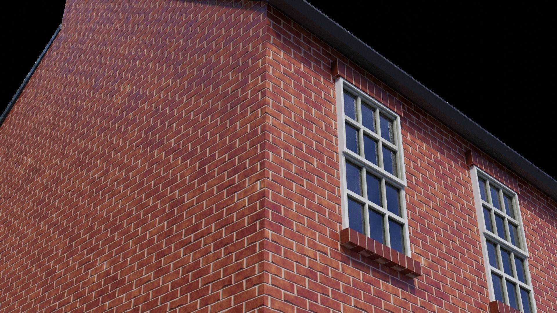 British brick house Low-poly 3D model_11