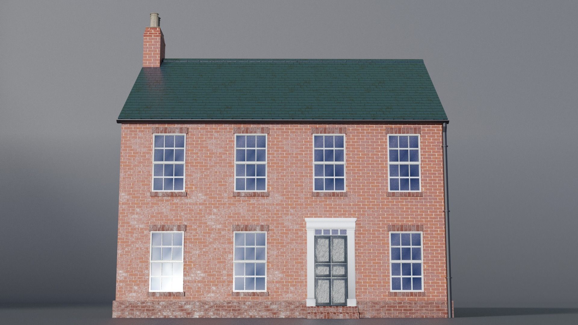 British brick house Low-poly 3D model_8