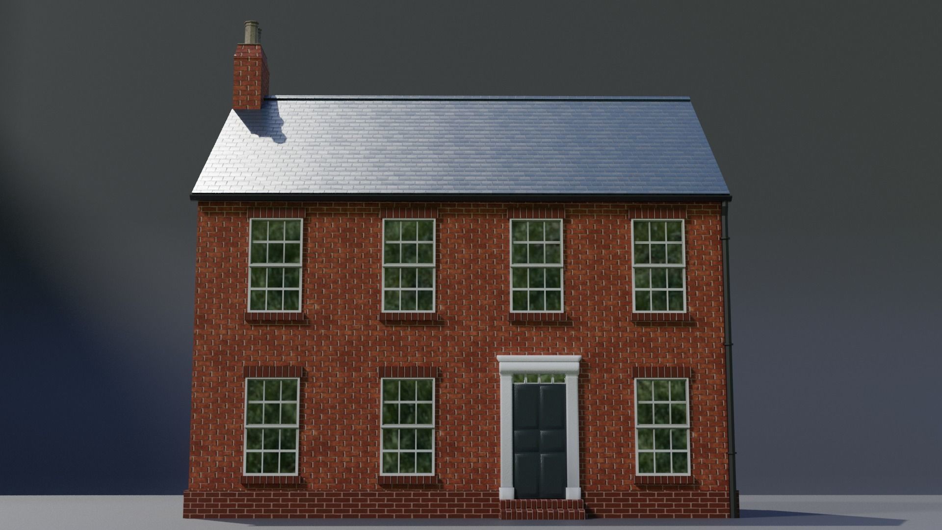 British brick house Low-poly 3D model_9