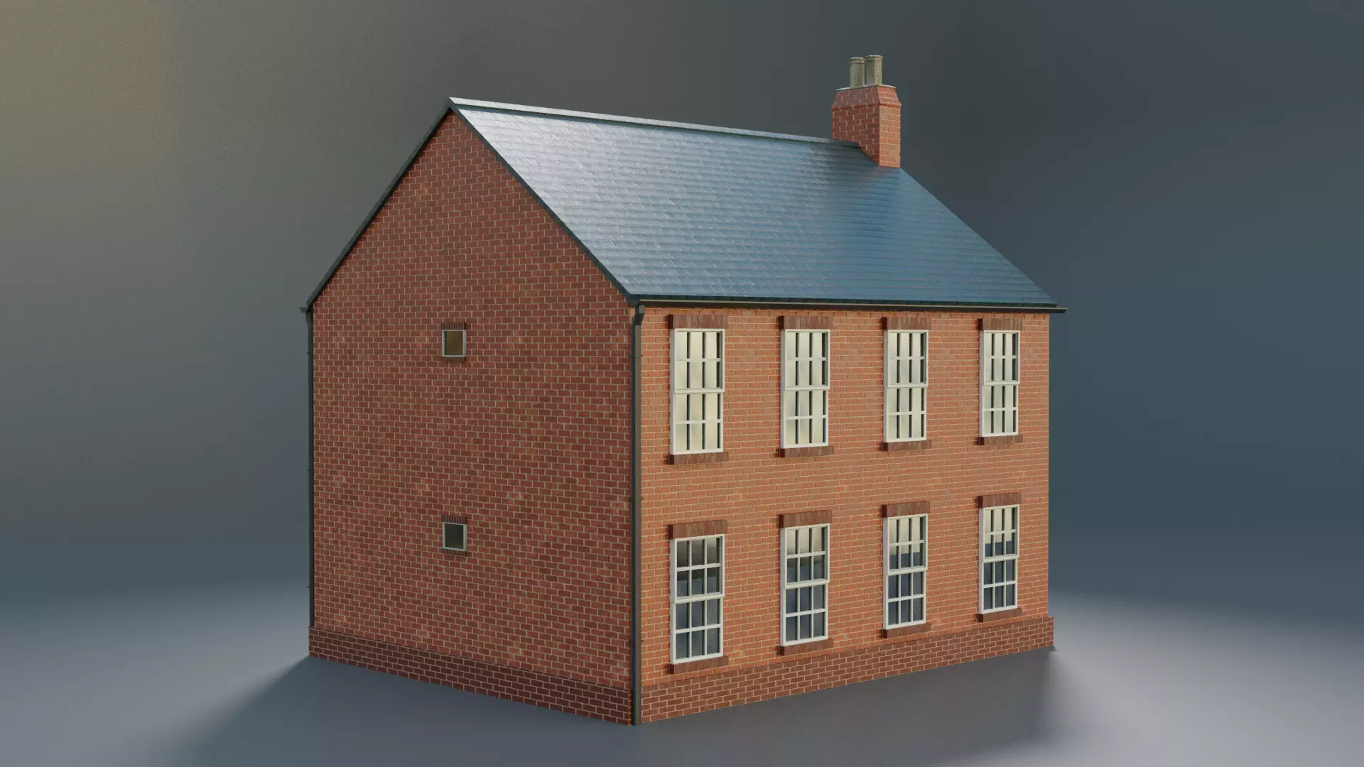 British brick house Low-poly 3D model_0