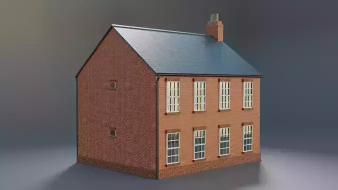 British brick house Low-poly 3D model