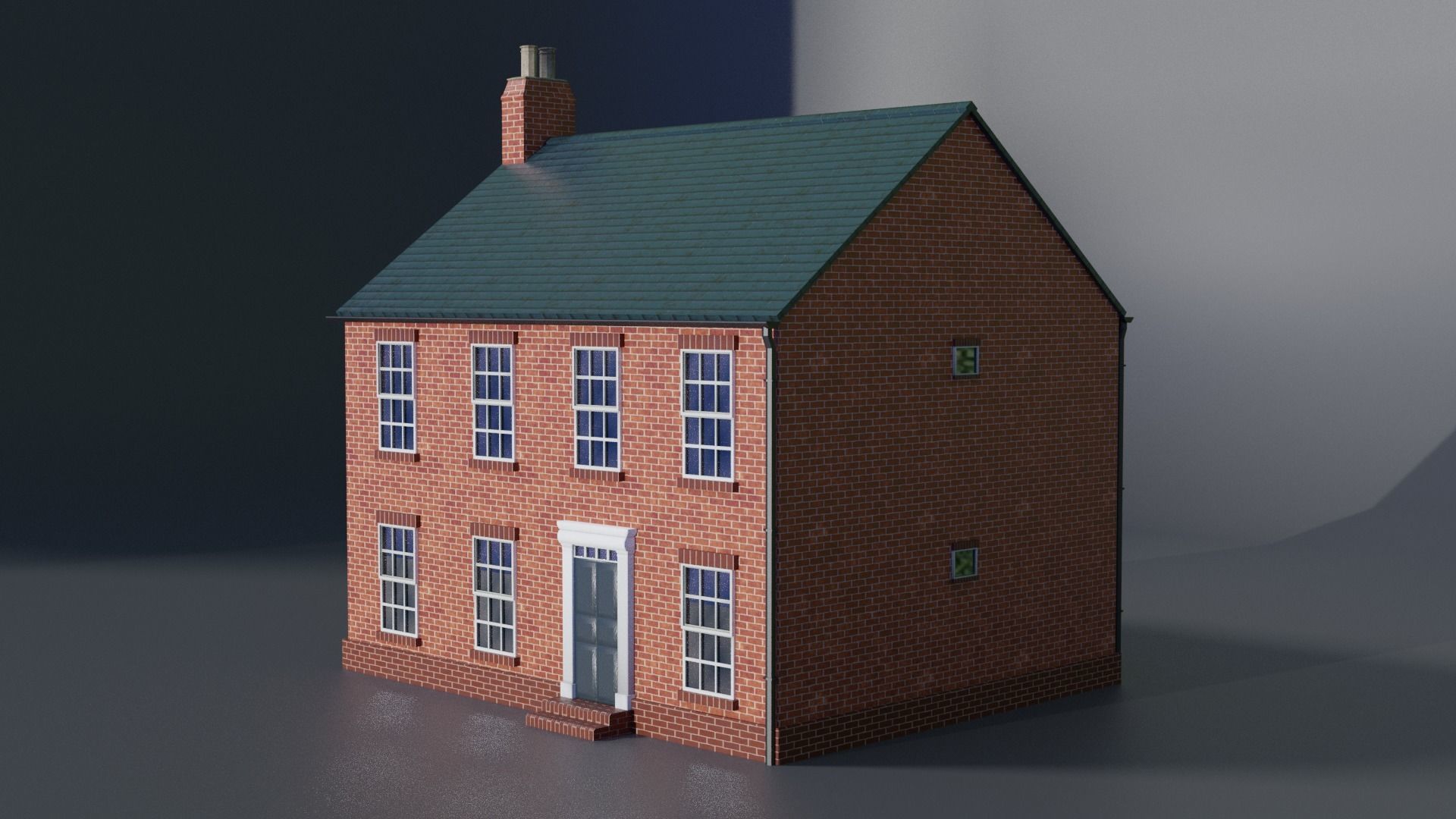British brick house Low-poly 3D model_6