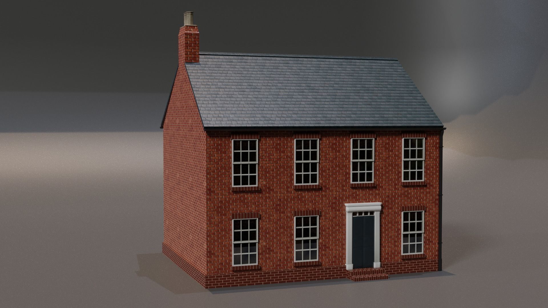 British brick house Low-poly 3D model_4