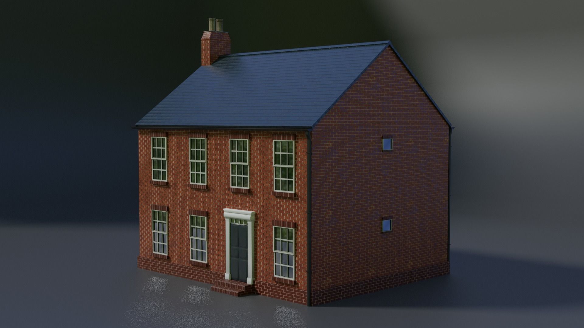 British brick house Low-poly 3D model_5