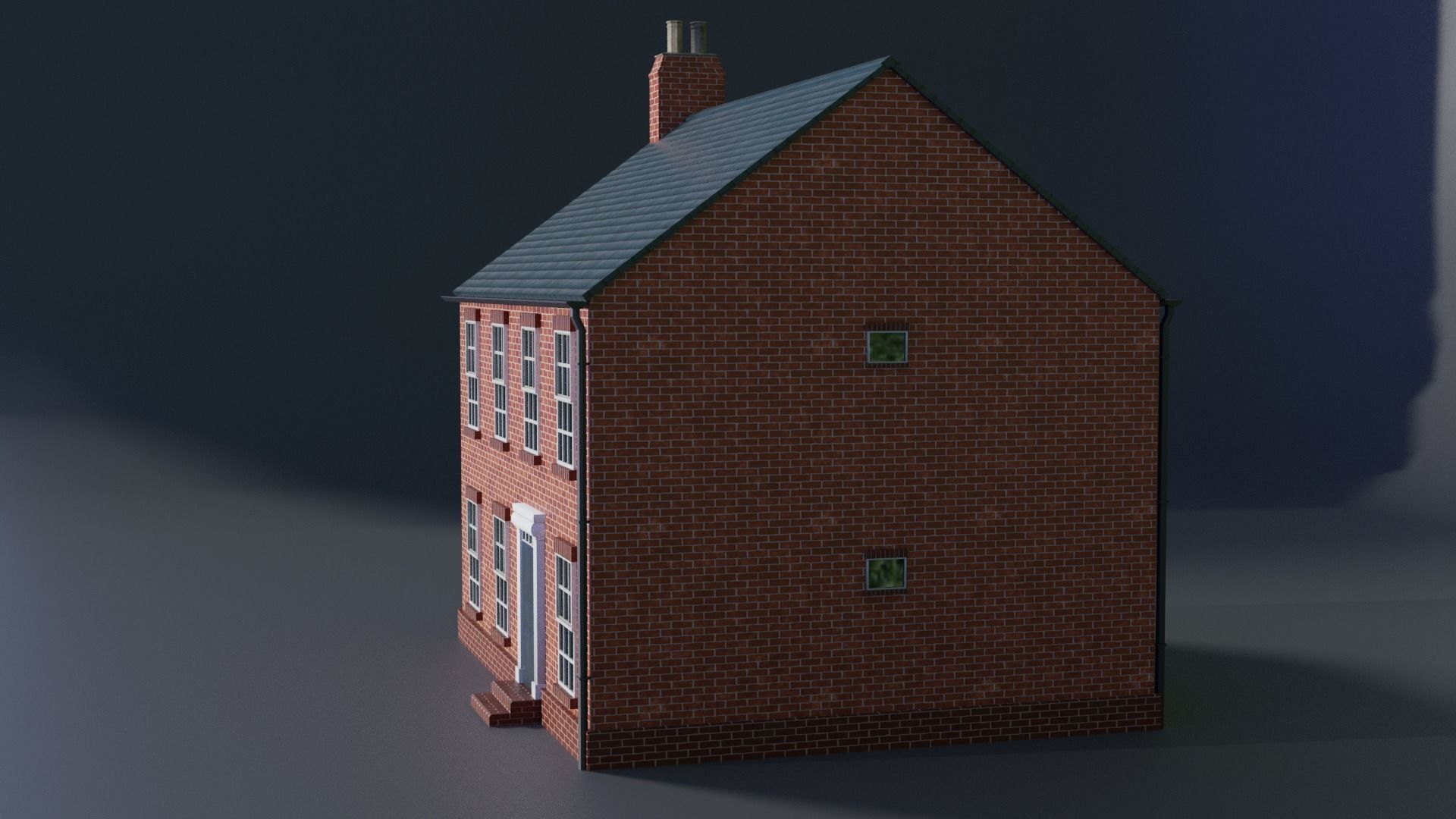 British brick house Low-poly 3D model_7