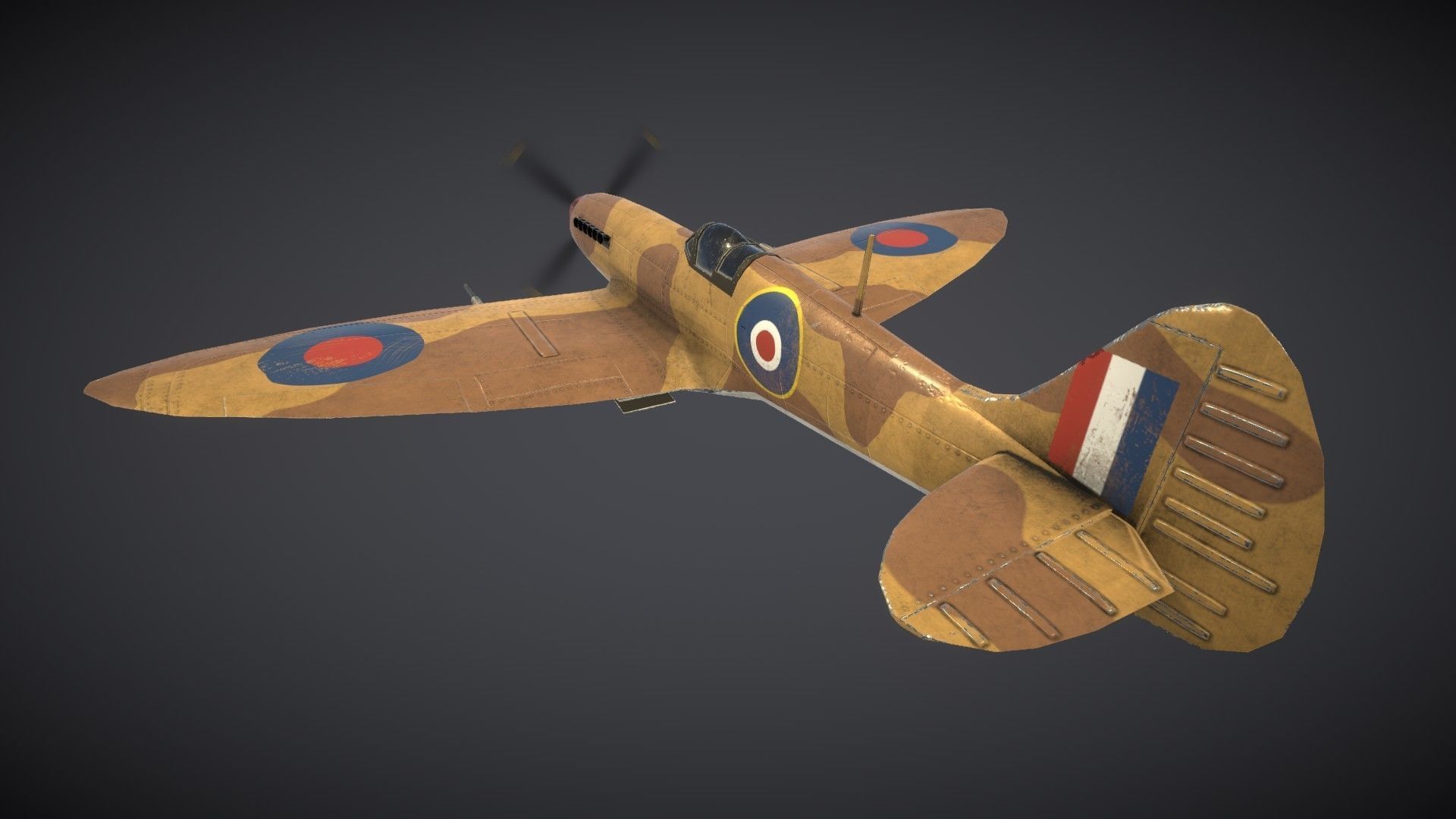 Supermarine Spitfire Low-poly 3D model_9