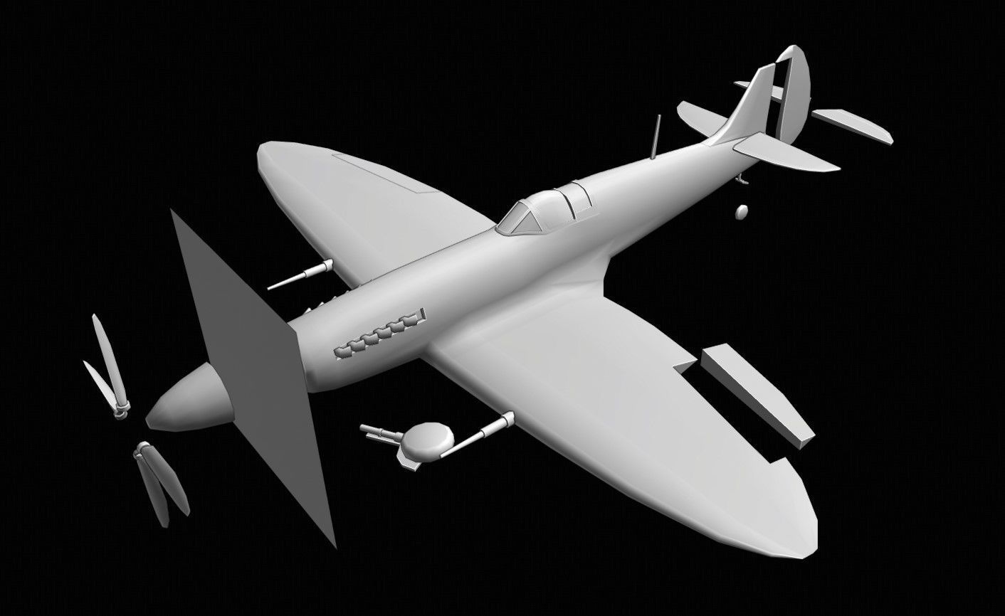 Supermarine Spitfire Low-poly 3D model_17