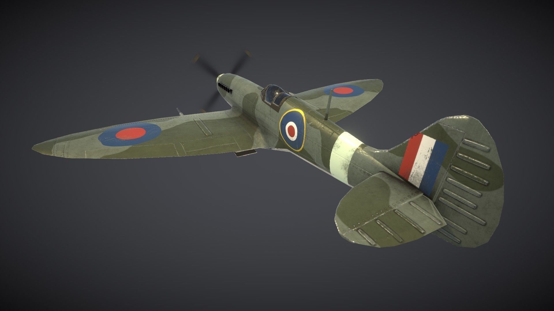 Supermarine Spitfire Low-poly 3D model_10