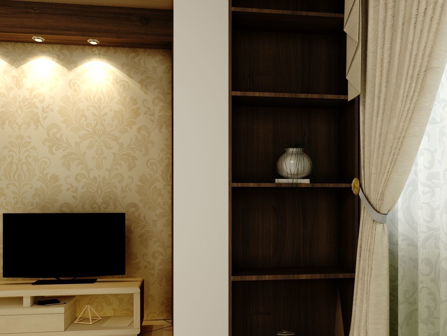 livingroom tv room interior design 3D model_3