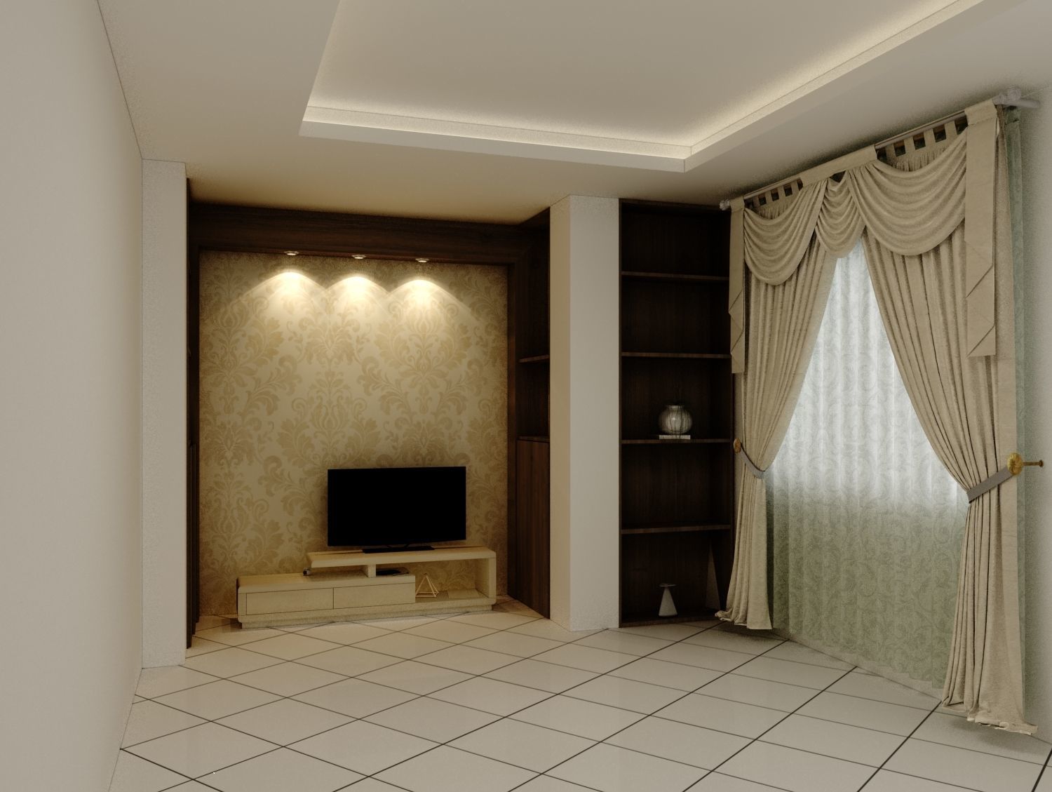 livingroom tv room interior design 3D model_4